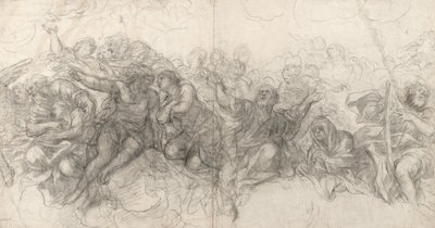 Abraham and Isaac, Adam and Eve, Noah, and, on the Right Edge, David with a Harp, 1647 by Pietro da Cortona